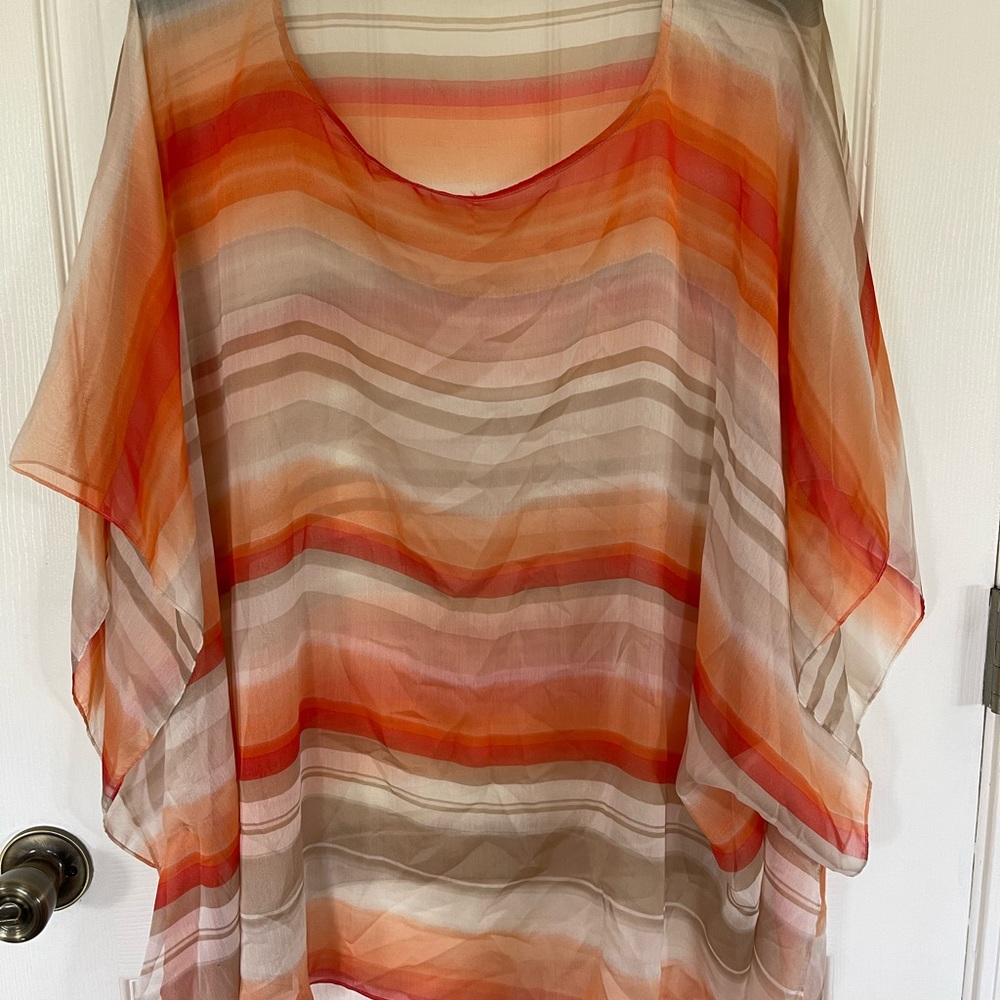Coldwater Creek striped polyester poncho one size